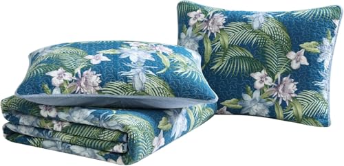 Tommy Bahama - King Quilt Set, Reversible Cotton Bedding with Matching Shams, Medium Weight, Oeko-Tex Certified (Southern Breeze Dark Blue)