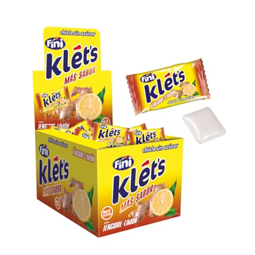 iChuches | Chicle Klet's de Fini diferentes sabores | Sin Azúcar - Sin Gluten | 200 Unidades (200 Unidades, Jengibre/Limón)