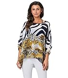 JLTPH Women Batwing Chiffon Shirt Bohemian Floral Semi Sheer Loose Blouse Tunic Tops, B-boho11, One Size