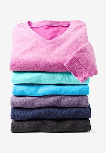 Woman Within Women's Plus Size Sherpa Sweatshirt Tunic - 5X, Heather Raspberry Sorbet Pink #TOP2
