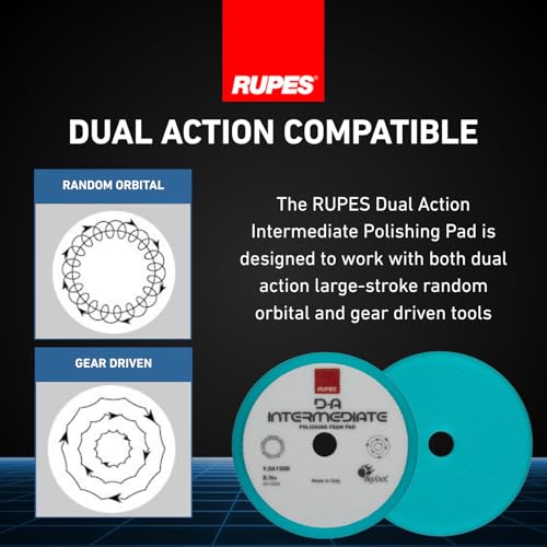 Image of RUPES 9.DA150B Pack of 12 Light Blue D-A Intermediate Foam Polishing Pads 150mm | Ideal for Paint Correction & Gloss Enhancement | Compatible with 5 inch Backing Plate | Improves Cutting Performance