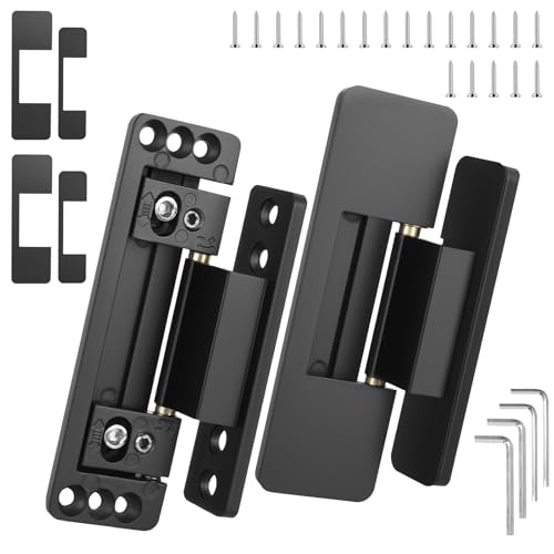 Hidden Door Hinges 2Pack Adjustable Heavy Duty Concealed Hinges 110Lbs Load-Bearing Invisible Hinge Hidden Hinges for Secret Doors Bookcase Shelf & Murphy Door Hinge Kit