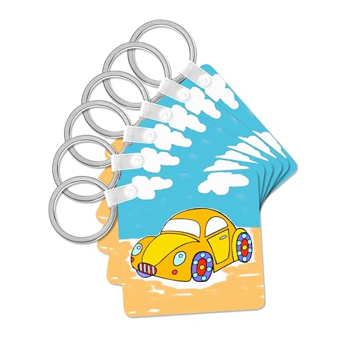 3dRose, Kids Car, set of 6 Key Chains