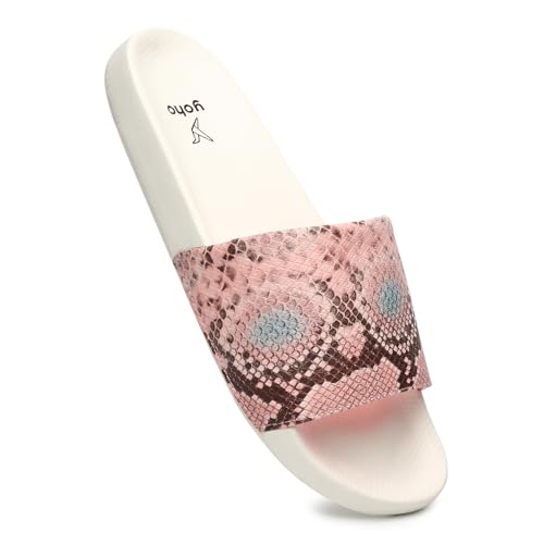 Image of YOHO Tropica Printed Comfortable Women Slides | Stylish Rainy Footwear & Waterproof Monsoon Sandals | Soft Inner Lining On Strap