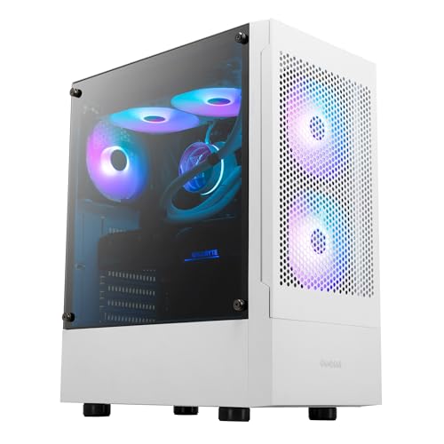 GAMDIAS PC Gamer Boitier, Boîtiers Gaming ATX Moyen Tour Vide, Airflow Mesh Case, 3 Ventilateurs...