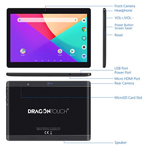 Dragon Touch K10 Tablet, 10 inch Android Tablet with 16 GB Quad Core Processor, 1280x800 IPS HD Display, Micro HDMI, GPS, FM, 5G WiFi, Black Metal Body - Thumbnail 7