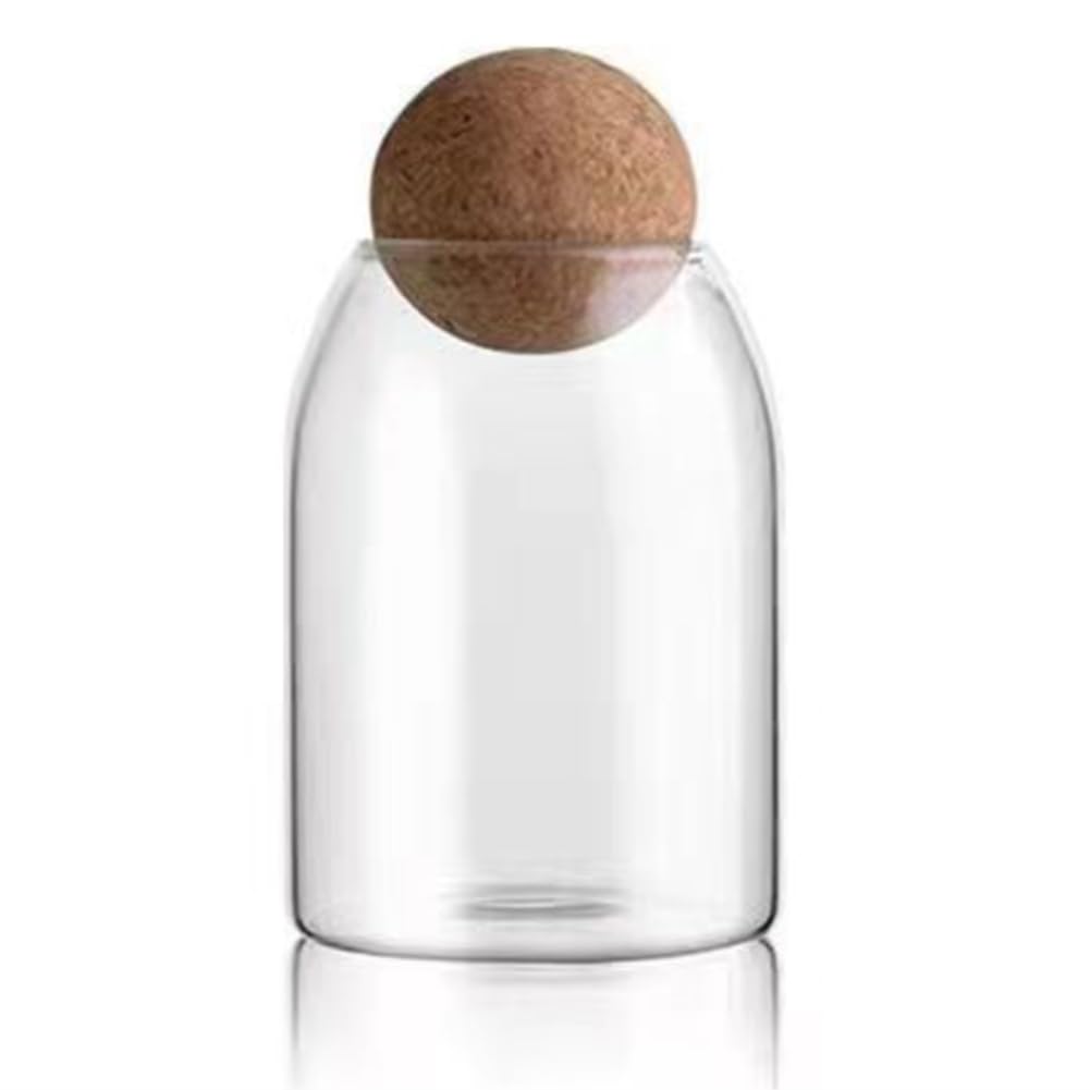 CTRLZS Clear Glass Bottles, Glass Food Storage Containers with Airtight Round Cork, for Candy, Nut, Spice, Coffee Bean,9 X 15cm Reusable