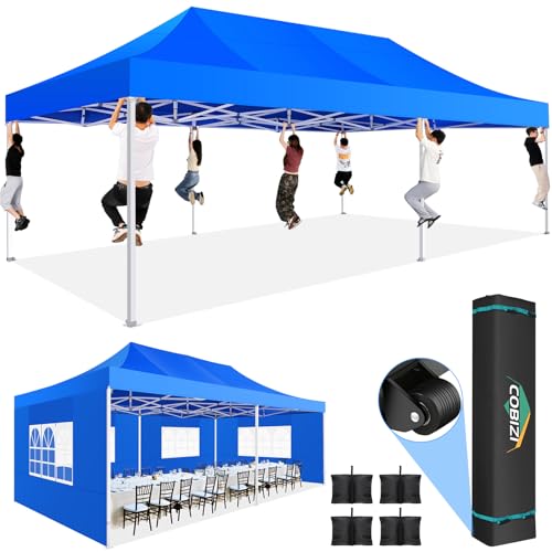 Image of COBIZI 13x26 Heavy Duty Pop Up Canopy Tent with 6 Sidewalls, Blue