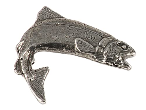 Rainbow Trout, Fish Pin, Pewter, F004, 1 1/4”, Red sides, Silver trout, River trout, Steelhead, Sea-run trout, bow, rainbows, Lapel Pin, Hat Pin, Pins, Brooch, Jewelry, Gift, 100% Handmade in the USA, Over 200 Fish Designs Available.