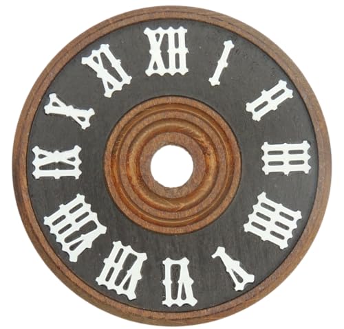 KD89 Reloj de cuco de madera marrón oscuro con números romanos de plástico blanco, tamaño a elegir (70 mm)