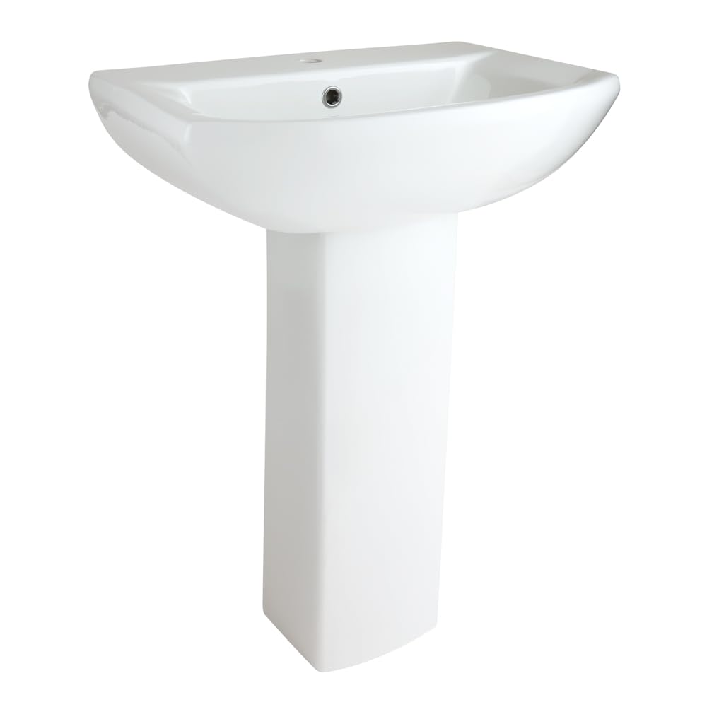 Milano White Dalton Freestanding 1 Tap Hole Full Pedestal Bathroom Basin Sink - 600Mm X 400Mm