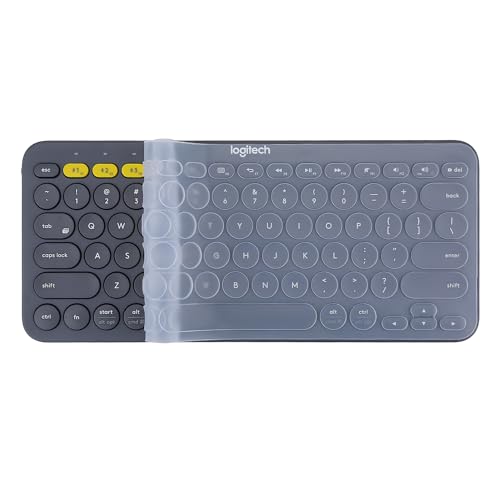 Keyboard Cover Compatible with Logitech K380 Multi-Device Bluetooth Keyboard/Pebble Keys 2 K380S Keyboard - Transparent Silicone Keyboard Protector Skin