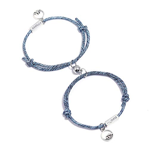 Couples Bracelets Magnetic Matching Set Mutual Attraction Eternal Love Relationship for Him Rope Braided Gift for Lover Women Men Bf Gf Friends (Magnetic Couples Bracelets-A)