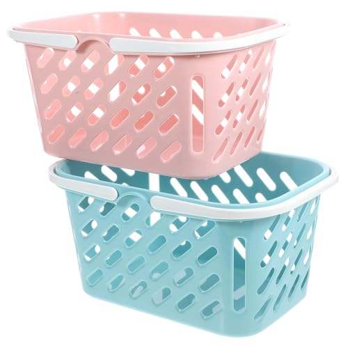Parliky 2 pièces Panier de Rangement Plastique avec Anse Corbeille à Suspendre Polyvalente pour Salle de Bain Fruits et Linge Léger et Portable pour...