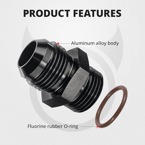Image of EVIL ENERGY 12AN Flare to 12AN ORB Male 1PC Fuel Rail Adapter Fitting Black