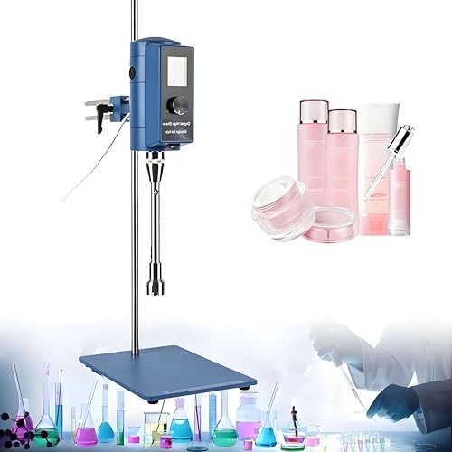 High Shear Mixer Homogenizer, 500W Digital Emulsifier for Lab, Adjustable Speed 2000-28000RPM, 5-10000ml Capacity, Timer Control 6000 Minutes, Efficient Dispersing Equipment