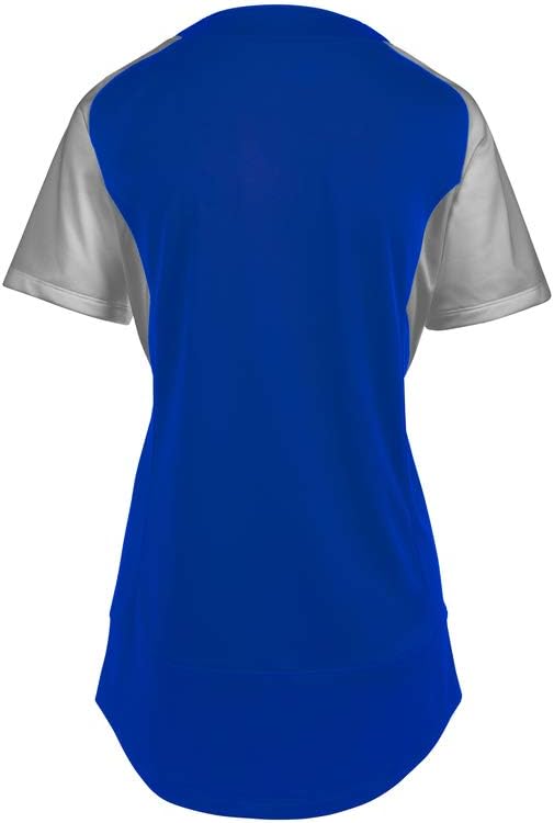 Mizuno Youth Aerolite 2-Button Fastpitch Softball Jersey, Royal-Grey, Large