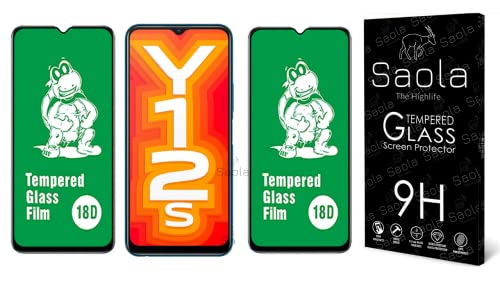 Image of Saola 18D Tempered Glass With Inbuilt AirBag Borders For Vivo Y12s (Pack Of 2) with Free Installation Kit. Full screen Coverage - 6.51 inch