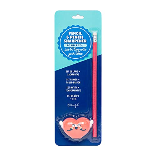 Mr. Wonderful Pencil and pencil sharpener - Winged heart