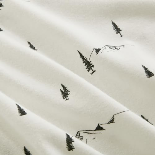 Image of Woolrich Cotton Sheet Set Cottage Charms Print, 100% Cotton Flannel Sheets Warm & Fuzzy Bedding Set Cal King Size Sheets, Fitted Pocket Fits Up to 14 inch Mattress, Cal King Black Pine Trees 4 Piece