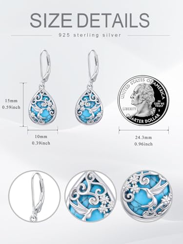 Dorunmo Sterling Silver Tree of Life/Filigree/Lotus/Heart Dangle Earrings Turquoise Abalone Shell Leverback Earrings Jewelry Gifts for Women Mom4
