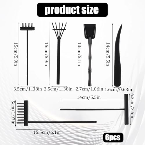 6 Pcs Mini Zen Garden Rake Tools, Sand Zen Garden Accessories Plastic Desktop Zen Gardening Kit Meditation Accessories for Home Office Desk Gift Decoration