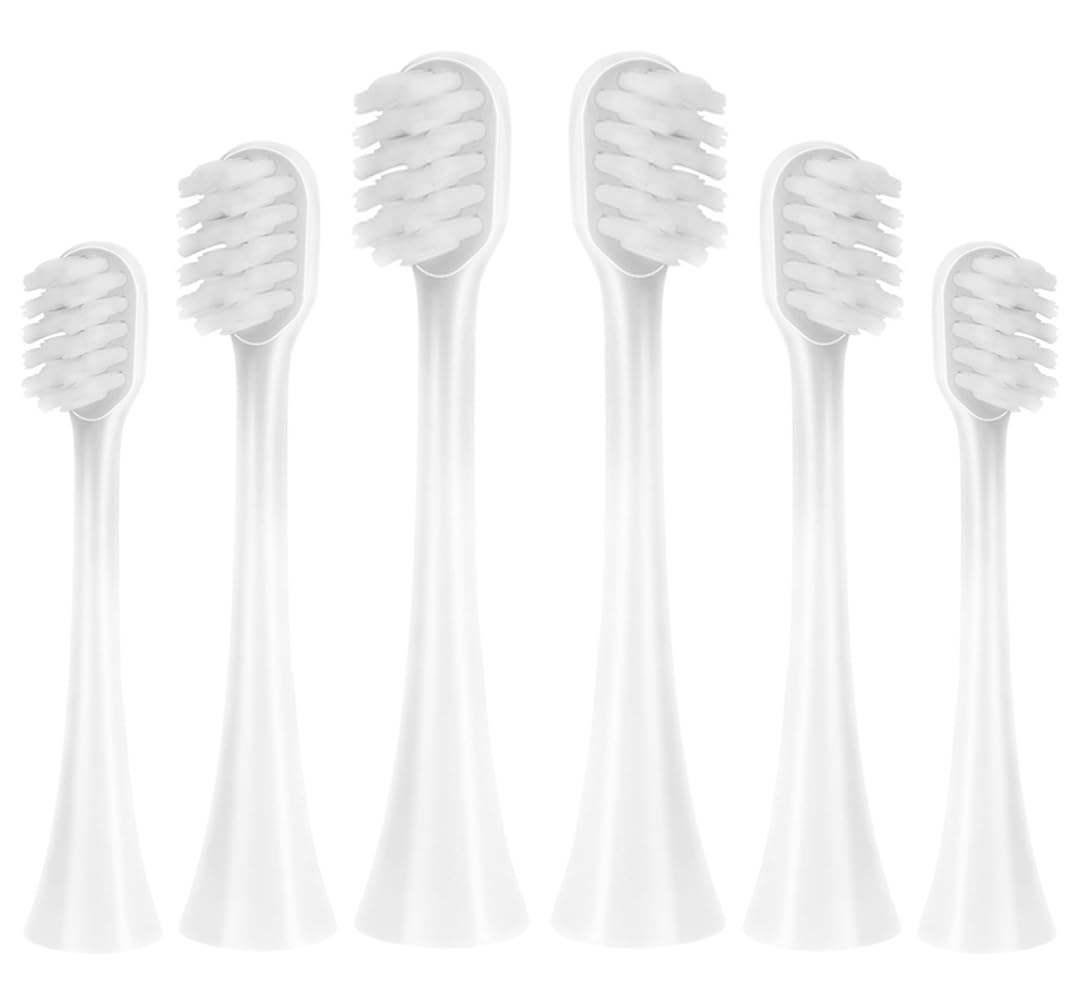 Replacement Toothbrush Heads Compatible with Spotlight Oral Care Sonic Toothbrush Heads Includes 6 Replacements Brush Heads,White