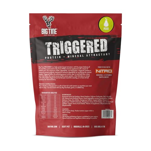 Big Tine Triggered Protein and Mineral Deer Attractant, Pear Flavor, 5 lbs Bag, Great Addition to Wildlife Feed, Long Lasting Scent, Packed with Vitamins and Minerals