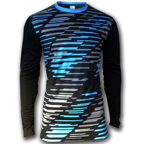 ICHNOS adult size padded football goalkeeper shirt black neon blue (Extra Large) Cover