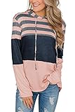 Merkmal: Gestreift Gedruckt, Farbblock, Kordelzug, Hoodie, Plus Size.
