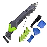 Silicone Caulking Tool-Caulk Remover Tool (Stainless Head) with 4 Pcs Sealant Finishing Tool-5 in 1 Silicone Caulking Tool Kit Grout Removal Scraper Tool for Bath Window Sink Joint Frames Seal