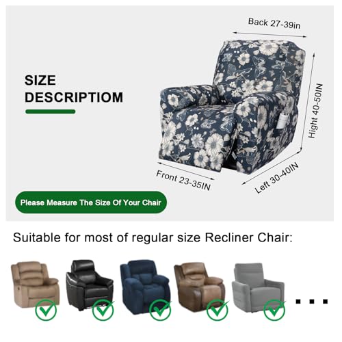 FUANGUI Recliner Chair Cover 4-Pieces Lazyboy Cover for Recliner Chair with Storage Pockets Furniture Protector for Living Room,Jacquard Sofa Slipcover for Kids, Pets, Dog and Cat, 25 - Image 5