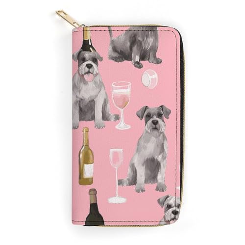 Leather Wallet Bag Schnauzer Painted Credit Card Holder Fashion Simple Card Bag Multifunctional Wallet
