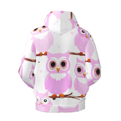 Men's Fleece Pullover Hoodies, Cute owl Printed Casual Drawstring Hooded Sweatshirts Hoodies2