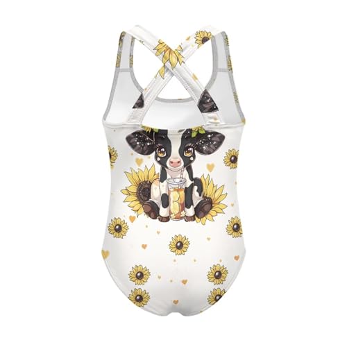 Image of Girls One Piece Cat Swimsuits Quick Dry Cartoon Beach Bathing Suit Crossback Swimwear for Kids 5-14 Years