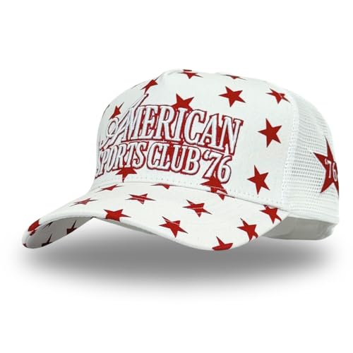 Image of Vintage Fashion Trucker Hat | Men & Women | Trendy Cute Retro Red Caps for Country & Western | Camo Fur Cotton | Snapback