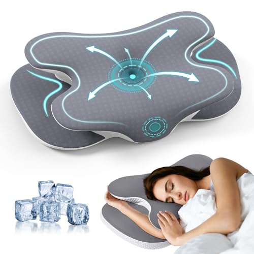 JINXIA Memory Foam-Kissen für Alle Schläfer, Ergonomisches Orthopädisches Kopfkissen zur Linderung von Nacken- und Schulterschmerzen, Nackenkissen mit Abnehmbarem Bezug, Grau