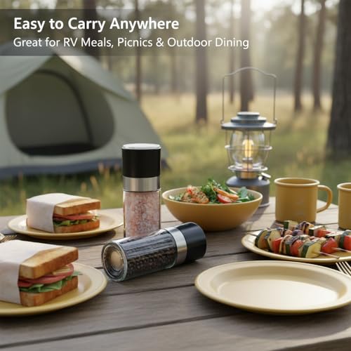Image of Salt and Pepper Grinder Set - Spice Shakers with Adjustable Coarseness for Kitchen Seasoning (1.7 inches x 5.1 inches)