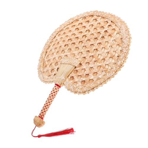 Zerodeko 1 Pieza abanico de pastos marinos plegable mujer fan mimbre trigo ventiladores de pared ventiladores para pared ventilador para casa abanico tejido abanico natural poliéster