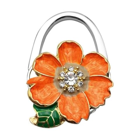 Bestdays Chrysanthemums with Leaves Designed Shoulder Handbag Folding Purse Holder Hangers Hooks Foldable Purse Hanger Handbag Table Hook Holder (Rose) Cover