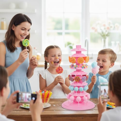 Dranvosk 120-Hole Adjustable 10-Tier Cake Pop Stand & Lollipop Display Holder, Pink Plastic Drying Tower for Wedding Birthday Party Supplies, Candy Cotton Candy Stand Holder by Dranvosk - Image 7