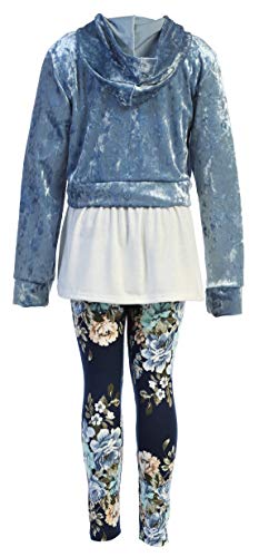 Image of iGirlDress Girls 4 Pieces Pant Set Long Sleeve Jacket Necklace Floral Plaid Pant 4-16