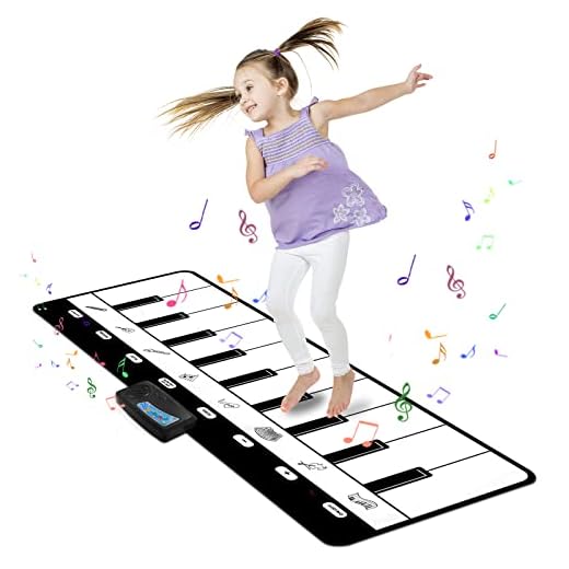 M SANMERSEN Piano Mat for Kids 43“ Piano Keyboard Mat Floor Piano Mat with Play, Record, Playback, Demos Educational Musical Toys for Boys Girls