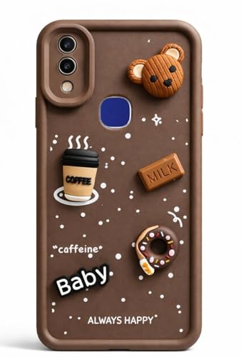 Image of Bintage Case Ball Bear| Donut| Milk Cake| Baby| Coffee Rubber Case Camera Protection Back Cover Compatible for Vivo V11 / Vivo V11i - Brown