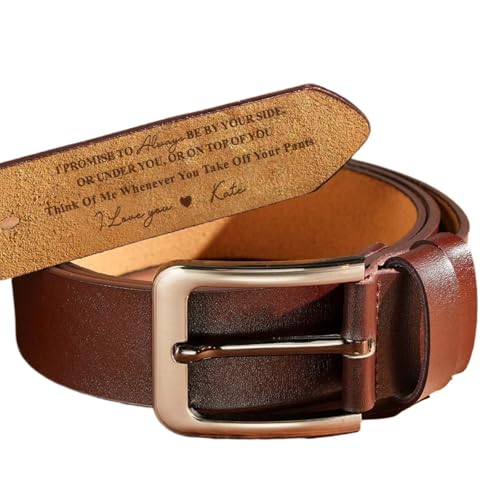 Personalized Gift for Men Pin Buckle Belt Custom Engraved Text Genuine Leather Belt for Grooms Father's Day