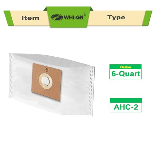 WHI-GN AHC-2 Replacement HEPA Filter Bags, compatible with 6-Quart Atrix AHC-1 Turbo Red Vacuum (15 Pack)
