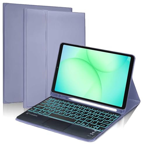 Image of ProElite TouchPad Keyboard case for Samsung Galaxy Tab A11 8.7 inch /A9 8.7 inch with S Pen Holder, Magnetic Detachable Wireless Bluetooth TouchPad Keyboard Built-in 7-Colors Backlit, Lavender