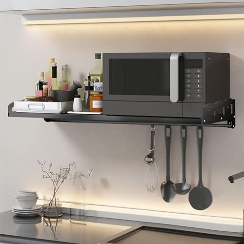 Cremagliera Pieghevole Per Forno A Microonde - Supporto A Parete Regolabile 22-40 Cm, Acciaio Inox, Portata 50 Kg