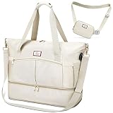 Travel Bags for Women, Sports Gym Duffle Bag with Foldable Shoe Compartment, Large Weekender Overnig