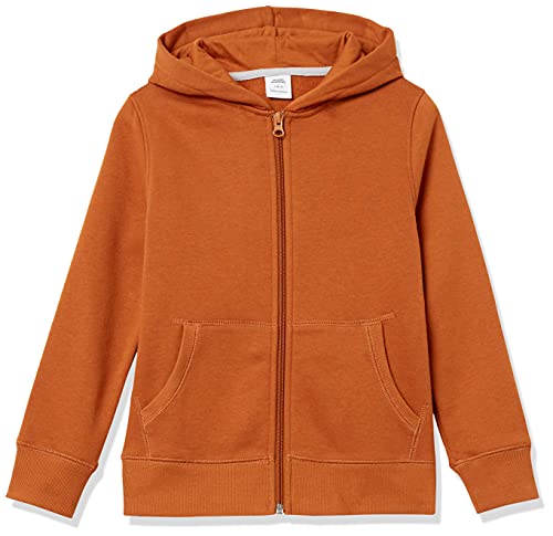 Amazon Essentials Hoodies - Boys' Light Brown Zip-Up Sweatshirt, Large, Fleece